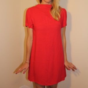 60s vintage linen high-neck shift dress